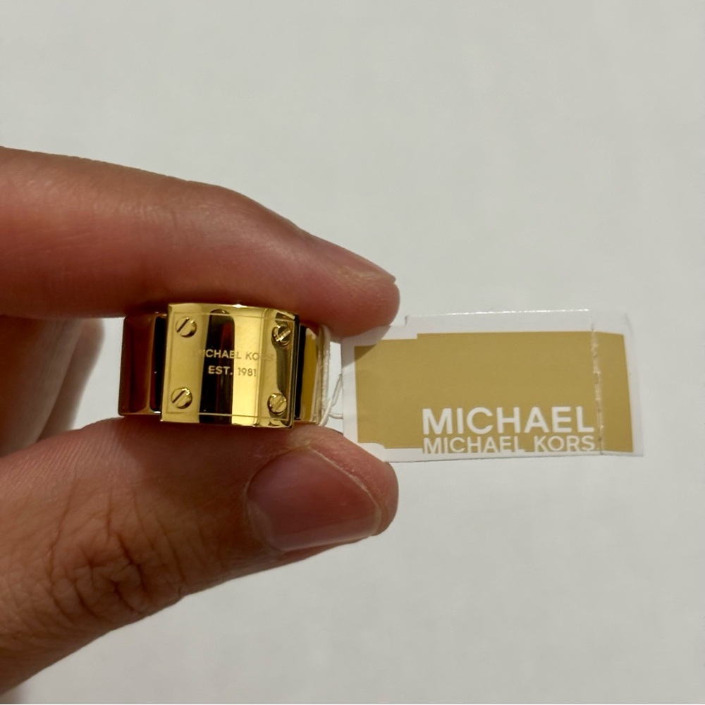 Michael Kors Stainless Steel Gold Plaque Size 7 - Picture 9 of 12